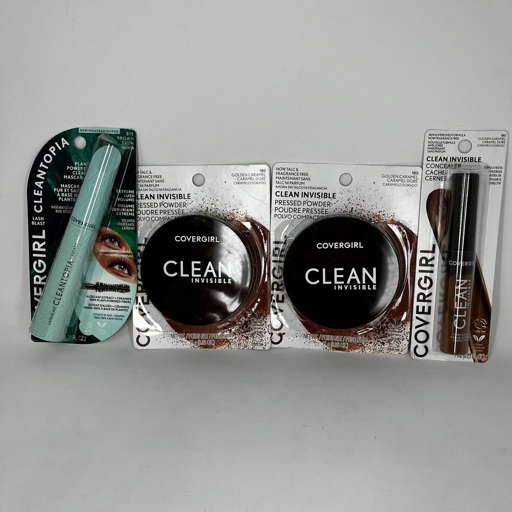 NEW Covergirl Clean Invisible Pressed Powder, Concealer, Golden Caramel, Mascara